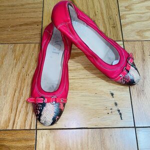 AGL Womens Pink Italy Leather Ballet Flats Snakeskin Cap Toe  9.5 US 39.5